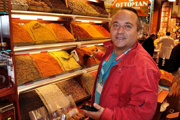 Walking Tours Istanbul, Spice Market Tour Guide Ensar telling about spices in Istanbul